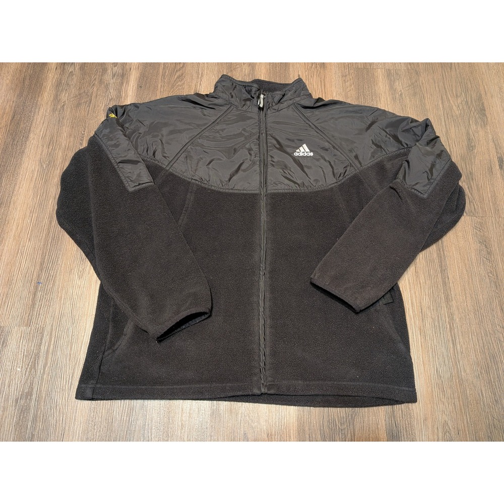 Vintage Adidas NBC Sports Fleece Jacket Full Zip Black Coat Pullover Medium